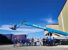 The Hastings Motor Corp and Genie teams at the handover of the SX-150 boom lift.