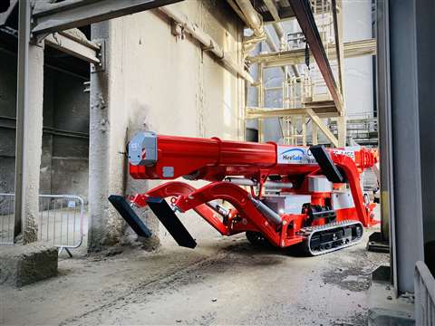 Teupen’s Leo spider lift inside the cement plant