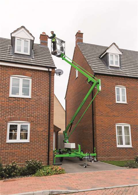 A Niftylift trailer mount being used to give access to a roof.