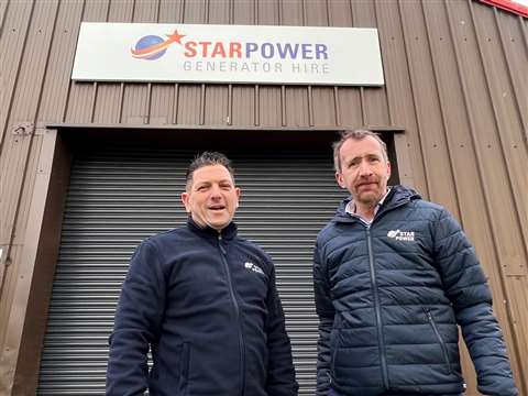 Star Power's Head of Power Paul Ridley, right, and Matt Paul, mark the launch of the new Star Power Generator Hire brand at the company's Bristol depot.